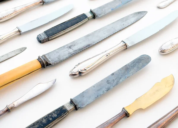 Various Old Knifes White Background Knife Set — Stock Photo, Image