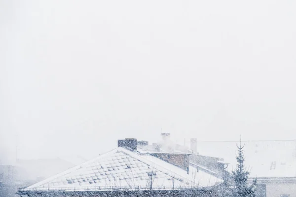Snow Pejzaż Dachach Zimą Śnieg — Zdjęcie stockowe