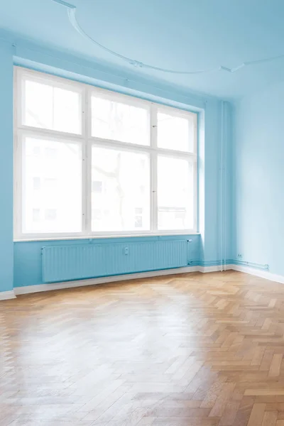 Habitación Vacía Con Suelo Madera Paredes Pintadas Azul — Foto de Stock