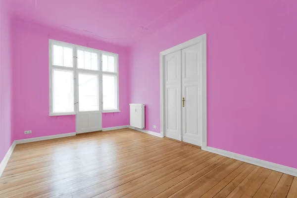 Habitación Pintada Color Rosa Apartamento Después Renovación — Foto de Stock