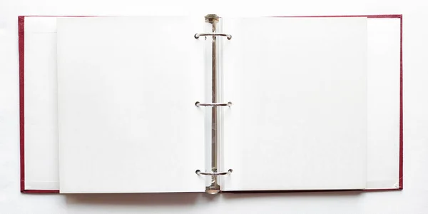 Open Photo Album Blank Pages Ring Binder File — Stock Photo, Image