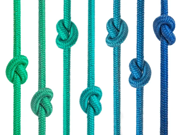 Colorful Group Ropes Knots Row — Stock Photo, Image