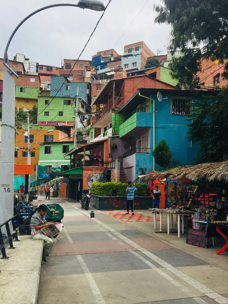 Medellín Colômbia Fevereiro 2018 Pinturas Murais Grafite Nas Ruas Comuna — Fotografia de Stock