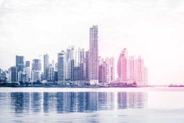 Modern gökdelen binaları - iş bölgesi silueti, soyut