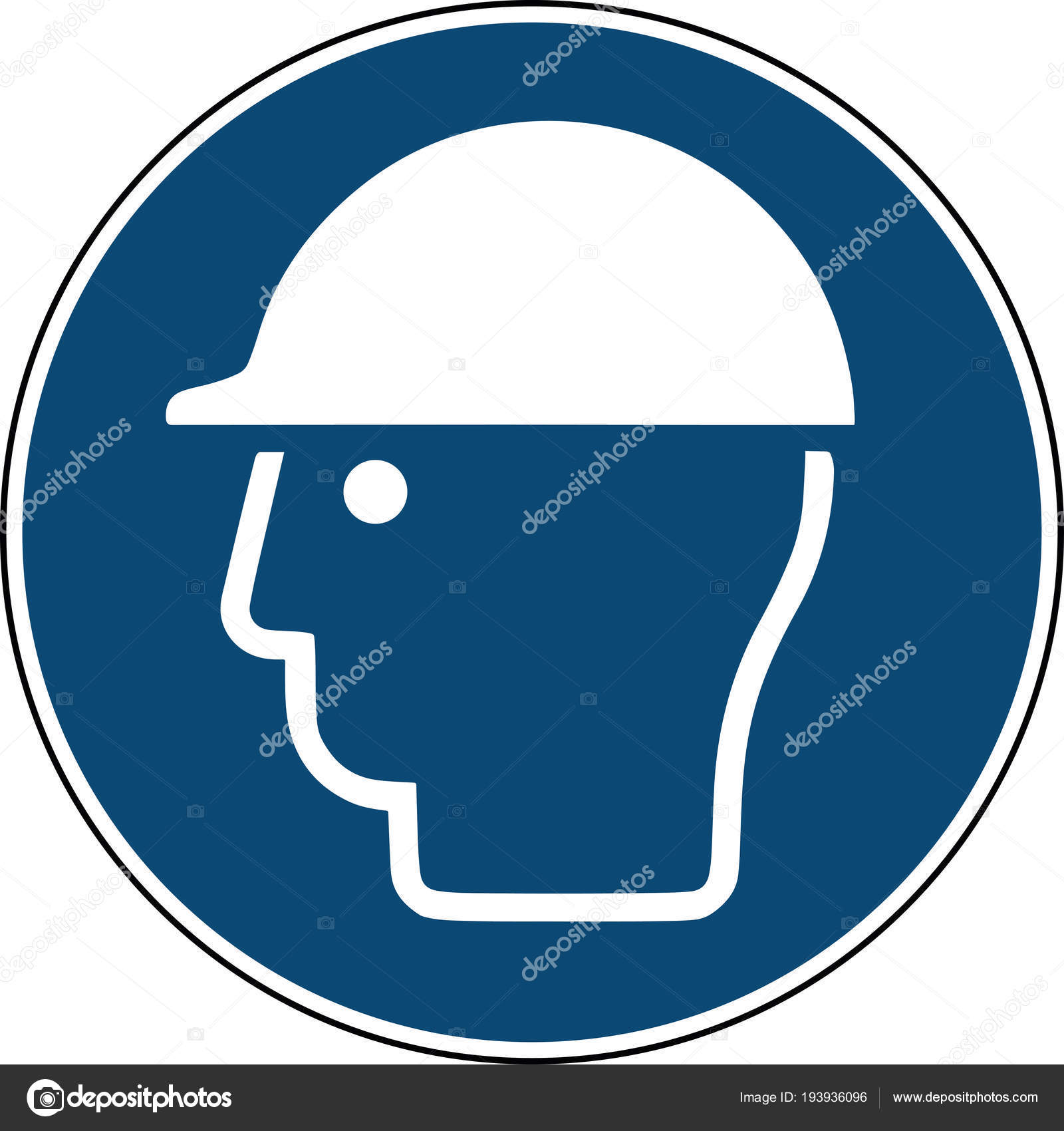 Helmet sign blue mandatory safety sign construction site ⬇ Vector