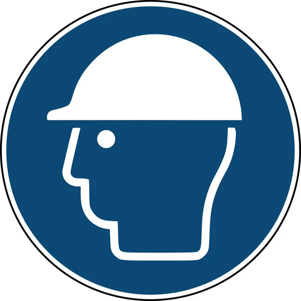 Helm teken - blauwe verplichte veiligheid teken bouwplaats — Stockvector