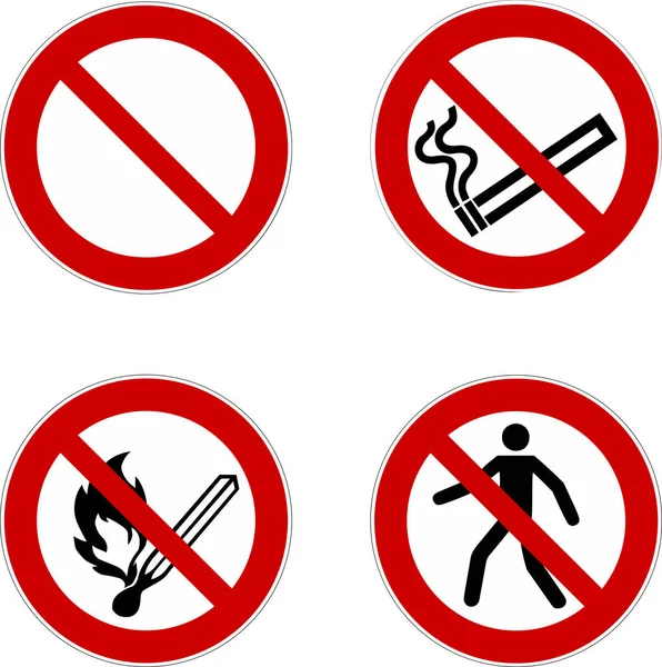 No fumar, signo de prohibición, conjunto de iconos, vector — Archivo Imágenes Vectoriales