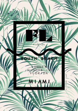 Palmiye yaprakları Miami kelime posteri ile