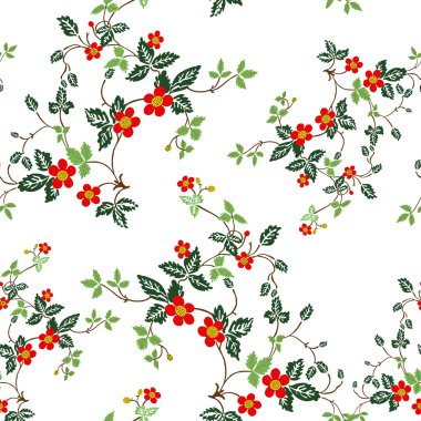 Kırmızı çiçekler soyut desen