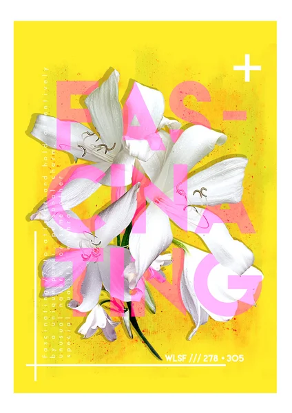 本文印刷花のグラフィック カード — ストックベクタ