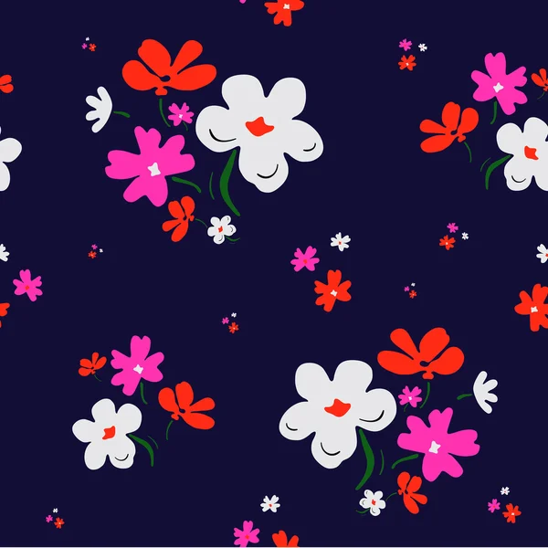 Lindo patrón floral con flores — Vector de stock