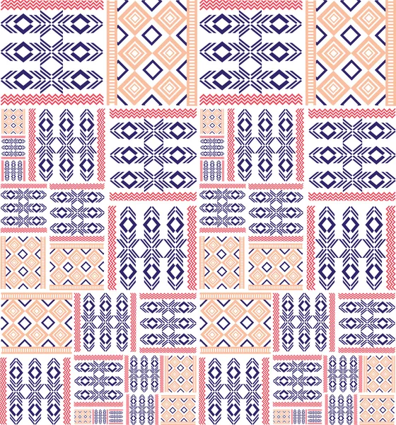 Patchwork-Muster mit Ethno-Print — Stockvektor