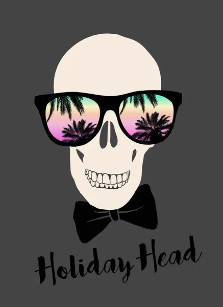 Skull Hipster en gafas de sol — Vector de stock