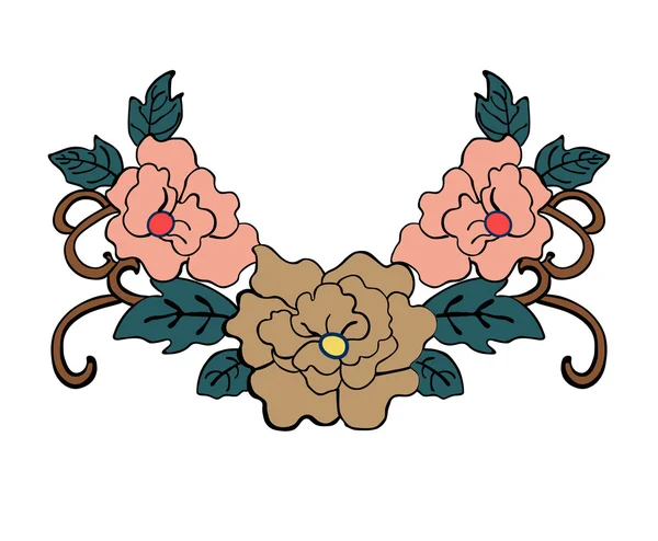 Bordado de cuello floral — Vector de stock