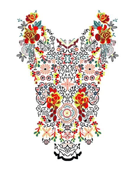 Motif de broderie de cou ethnique — Image vectorielle