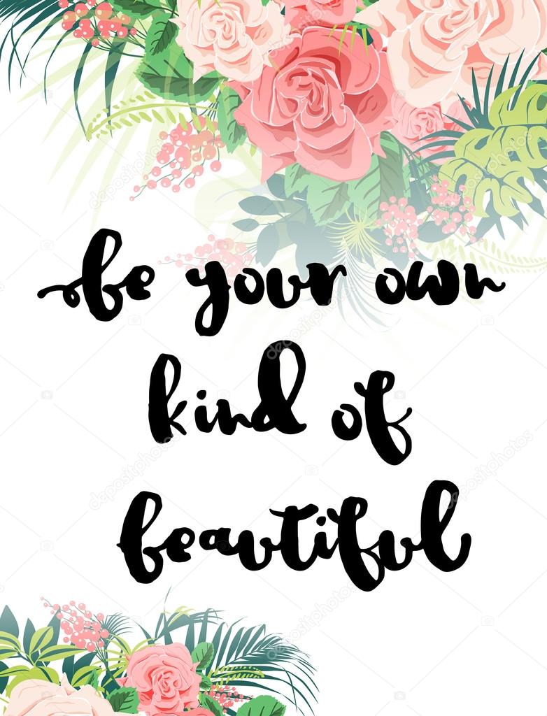 Floral pattern with motivational quote Stock Vector Image by