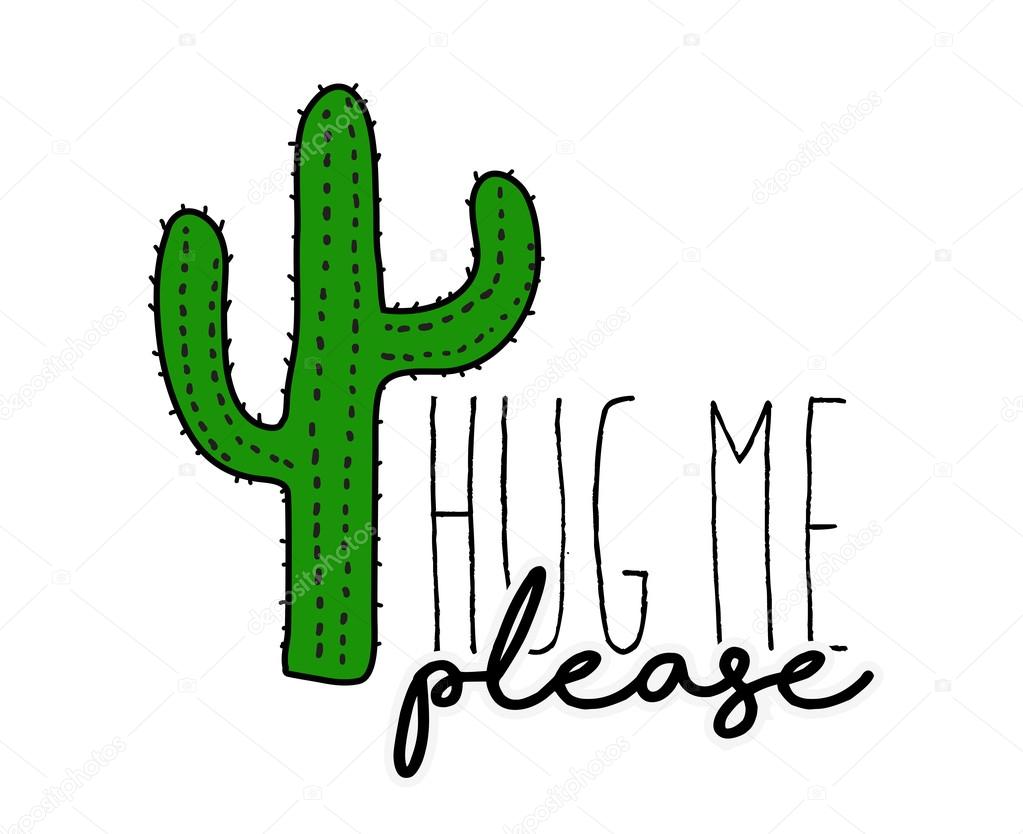 Cactus print with hug me text