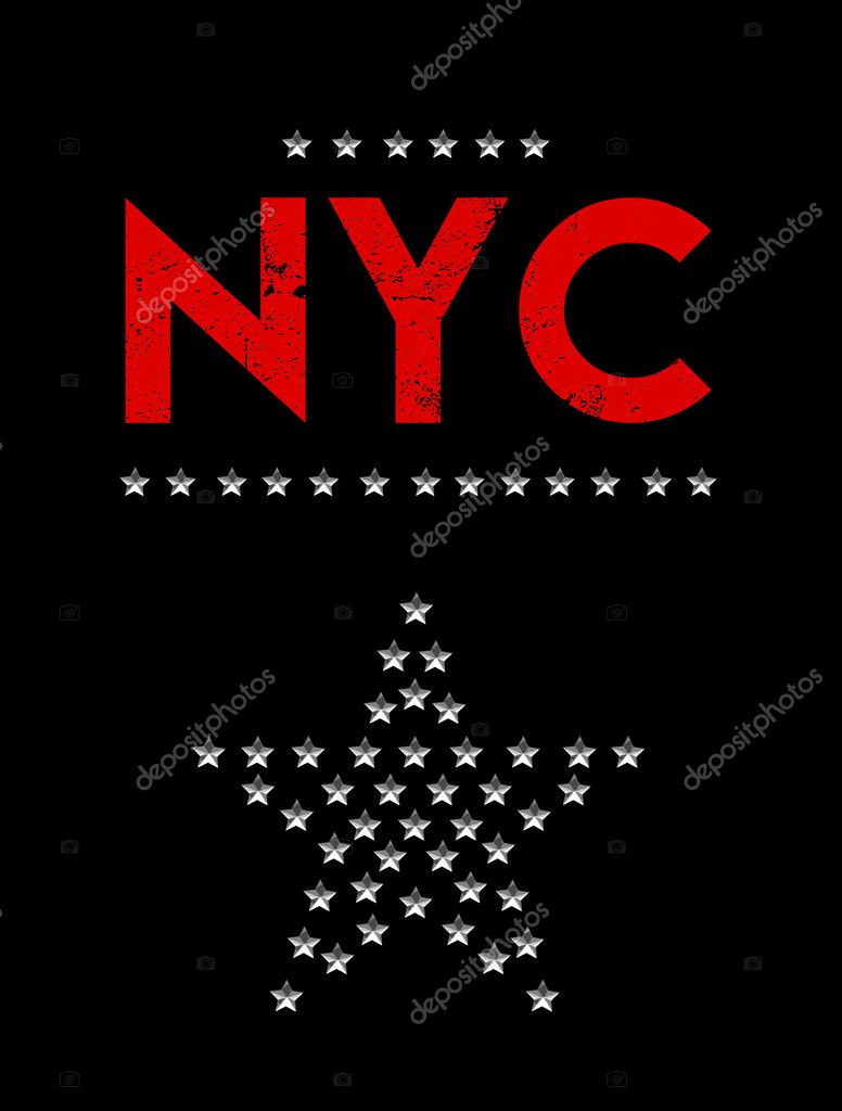 New York city print with star symbol