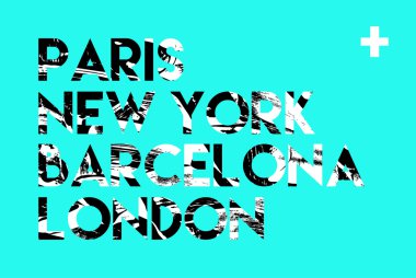 Şehirler adları tipografi seti