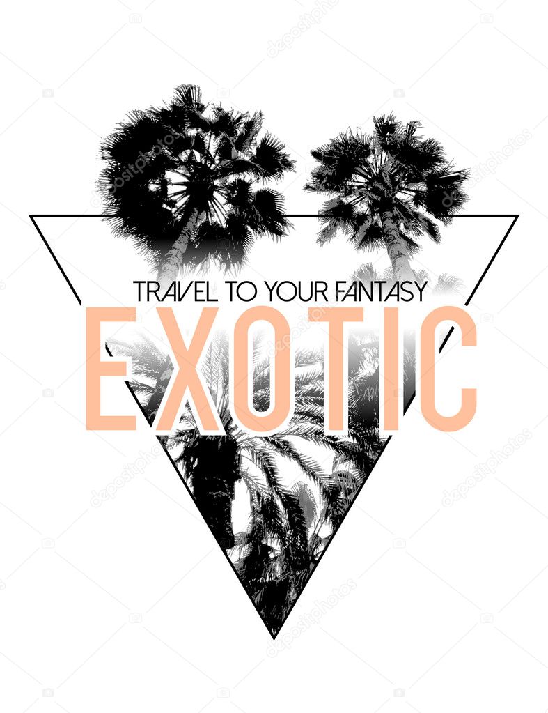 Travel logo with Palm trees in triangle 