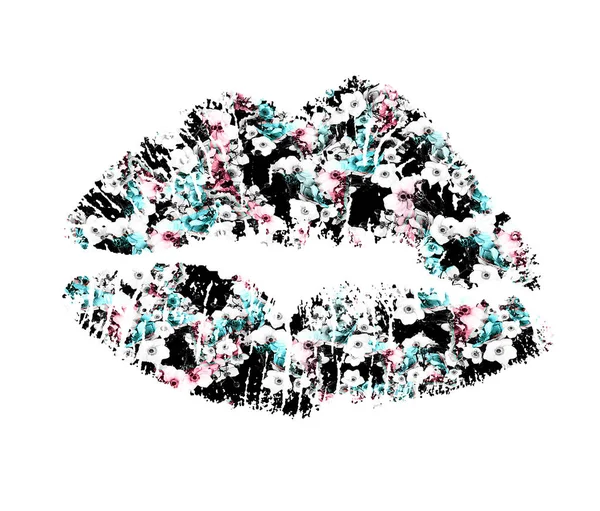 Labios coloridos con patrón floral —  Fotos de Stock