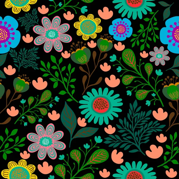 カラフルな抽象的な花のパターン — ストックベクタ