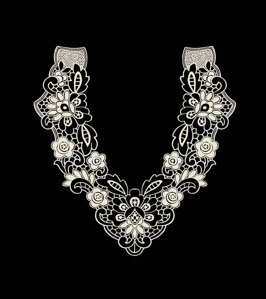 Encaje floral cuello ornamento bordado — Archivo Imágenes Vectoriales