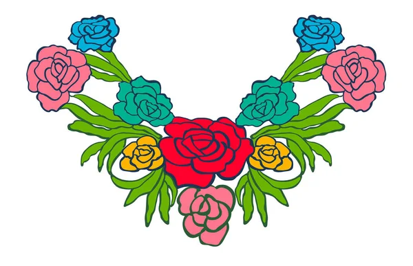Broderie ornement floral cou — Image vectorielle