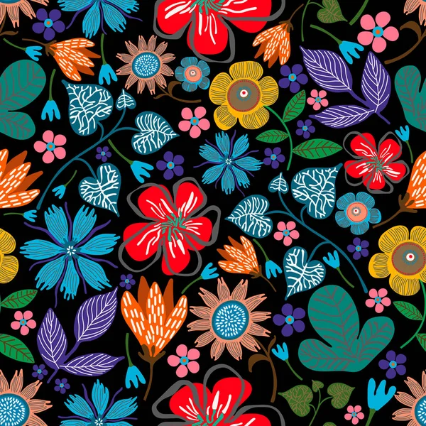 Motif de fleurs abstraites colorées — Image vectorielle