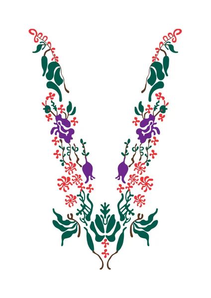 Květinové krk ornament Výšivka — Stockový vektor