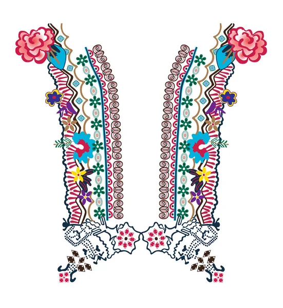Вышивка из цветочного украшения шеи — стоковый вектор