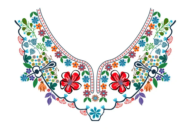 Floral neck ornament embroidery — Stock Vector