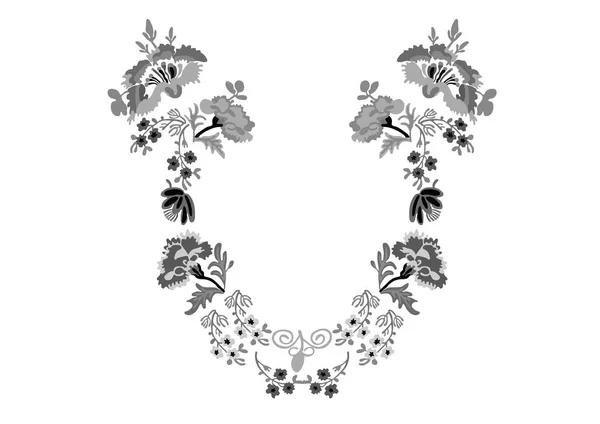 Floral neck ornament embroidery — Stock Vector