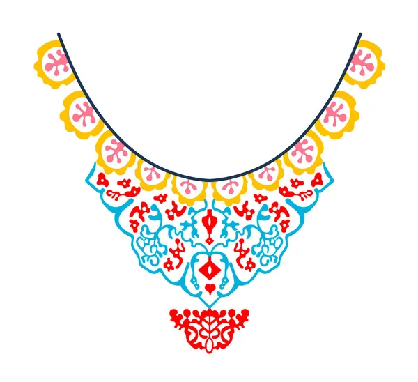 Necklace ornament embroidery design — Stock Vector