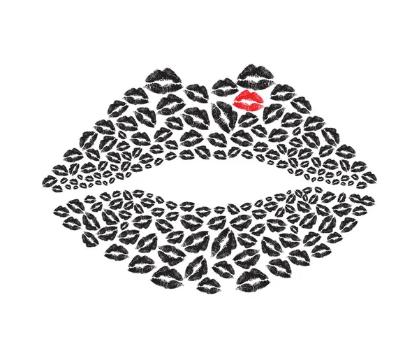 Usta, stylowy symbol pocałunek — Wektor stockowy