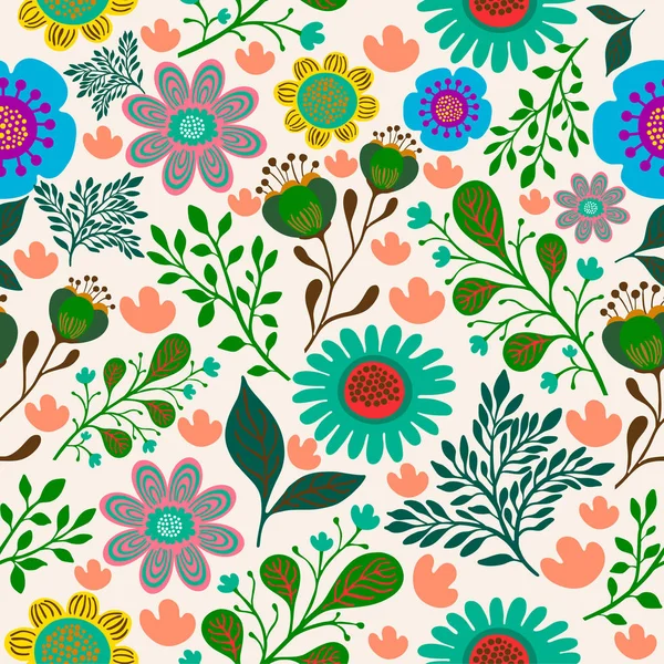 Colorful abstract flowers pattern — Stock Vector