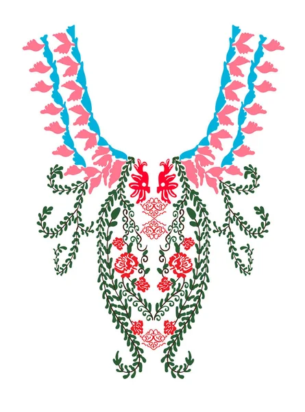 Вышивка из цветочного украшения шеи — стоковый вектор