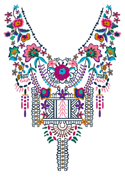 Floral neck ornament embroidery — Stock Vector