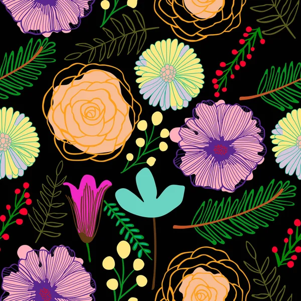 Patrón de flores abstractas coloridas — Vector de stock