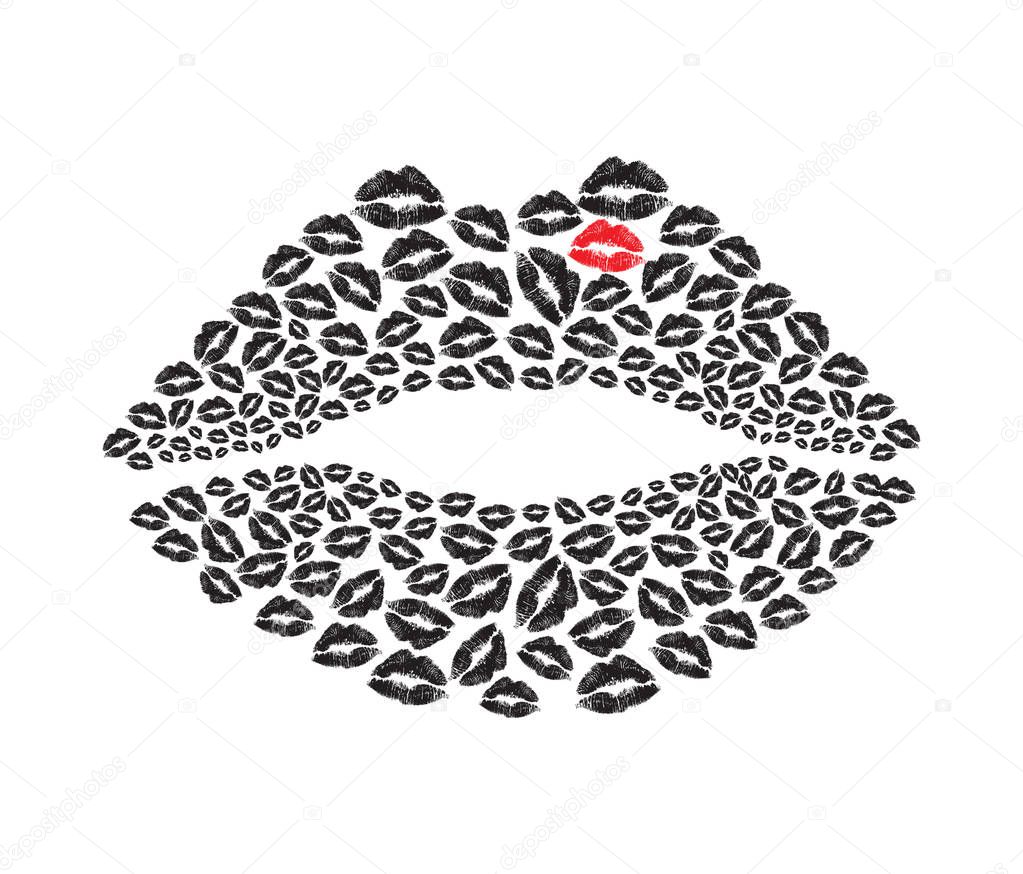 Lips, kiss stylish symbol