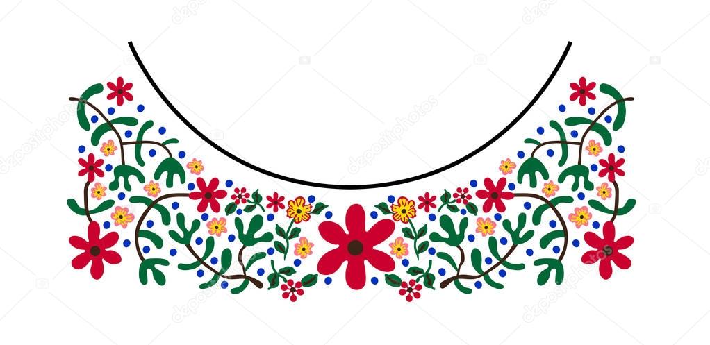 floral neck ornament embroidery