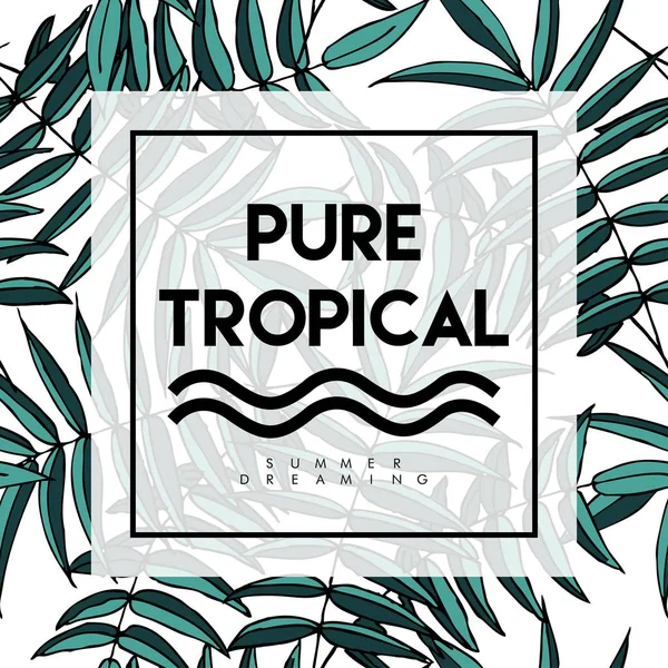 Stampa tropicale con foglie di palma — Vettoriale Stock
