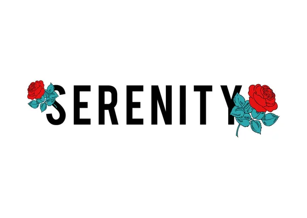 Červené růže a Serenity text — Stockový vektor