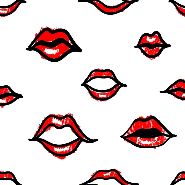 Hermoso beso labios patrón — Vector de stock