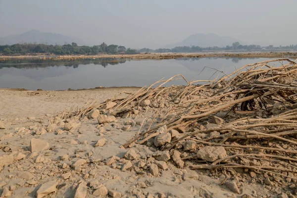 Hladina Vody Řece Mekong Dosáhla Kritických Úrovní Kvůli Nedostatku Deště — Stock fotografie
