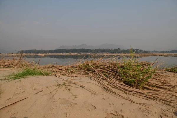 Písečné Duny Jsou Viditelné Mnoha Úsecích Řeky Mekong Loei Nhong — Stock fotografie