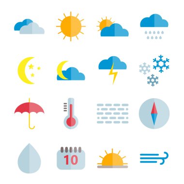 Renkli vektör düz hava simgeler kümesi