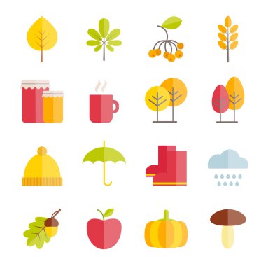 Topluluğu düz sonbahar simgeler vektör