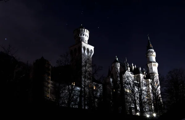 Vista Noturna Castelo Neuschwanstein Alemanha — Fotografia de Stock