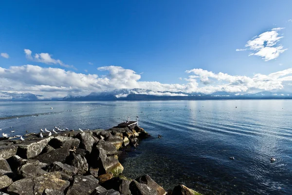 Paisagem da costa do Lago de Genebra — Fotografia de Stock